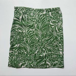 Ann Taylor Loft Silk Green Patterned Skirt